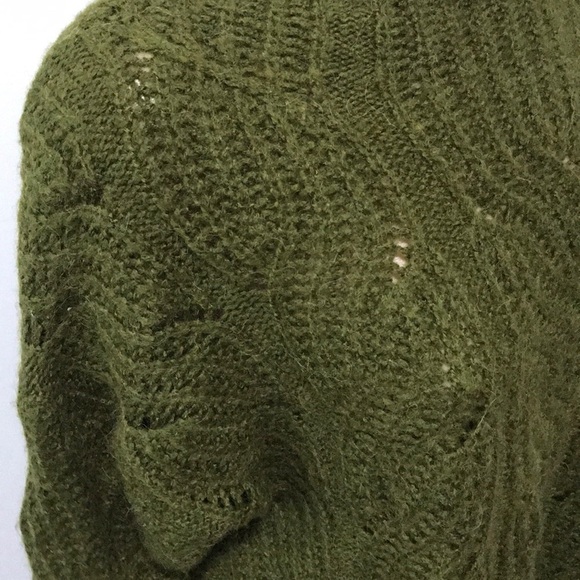 J. Crew Pointelle Cable Sweater Alpaca Moss Green - Picture 3 of 6